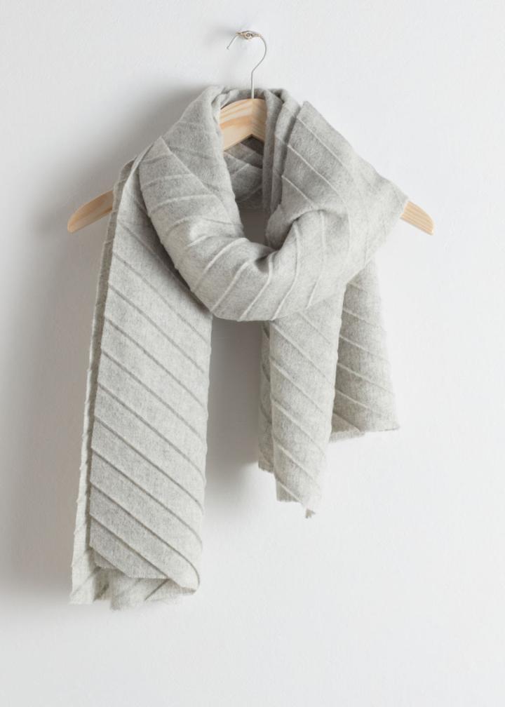Other Stories Pleated Wool Scarf - Grey