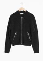 Other Stories Wool & Mohair Bomber Knit - Black