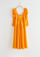 Other Stories Mulberry Silk Puff Sleeve Midi Dress - Yellow
