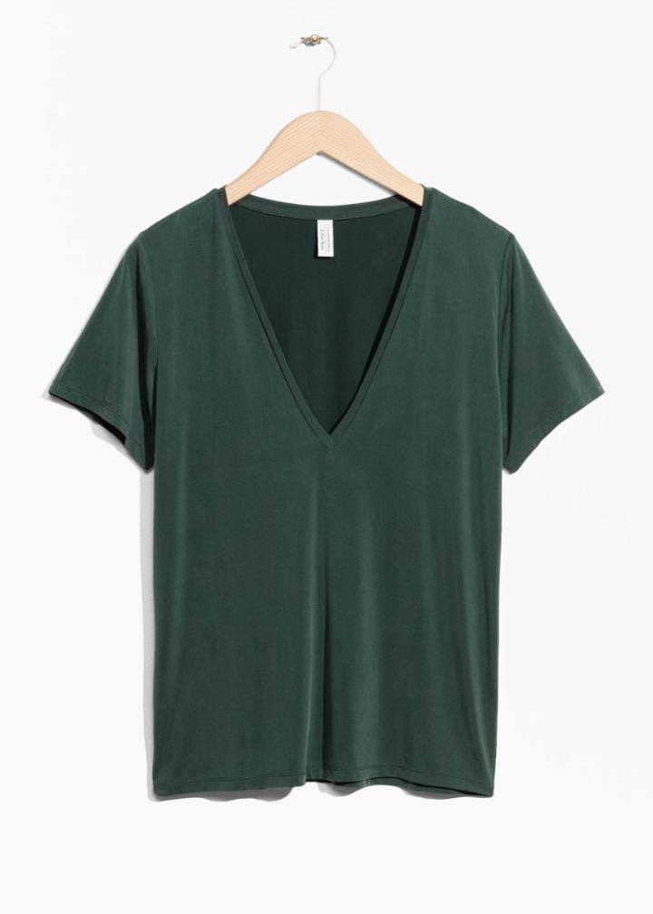 Other Stories V-neck Cupro Top - Green
