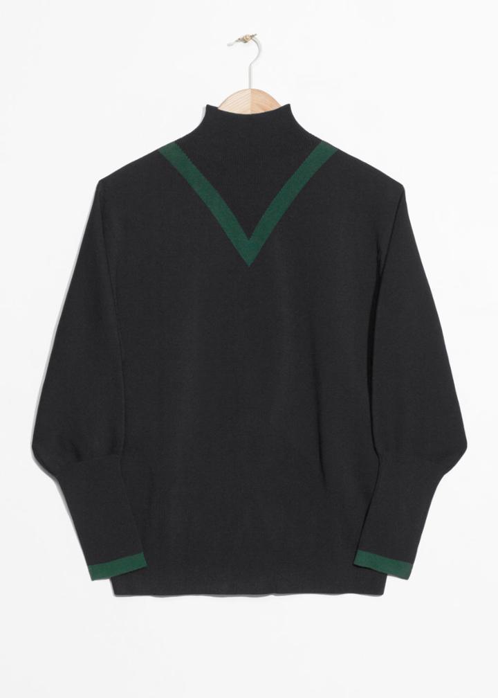 Other Stories High Neck V-knit Sweater - Black