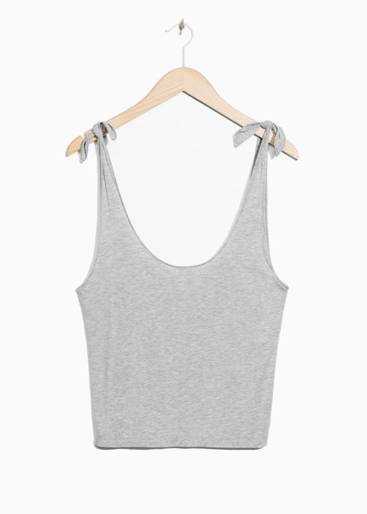 Other Stories Shoulder Tie Top - Grey