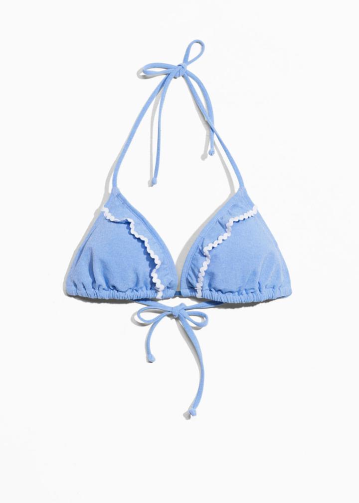 Other Stories Ruffle Trim Triangle Bikini - Blue