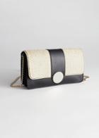 Other Stories Leather Straw Crossbody Bag - Black