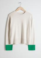 Other Stories Colour Block Cuff Sweater - Beige