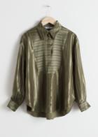 Other Stories Striped Jacquard Lounge Shirt - Green
