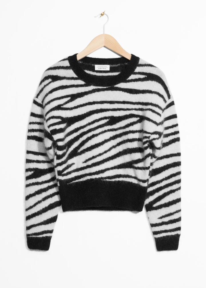 Other Stories Zebra Jacquard Sweater - Black