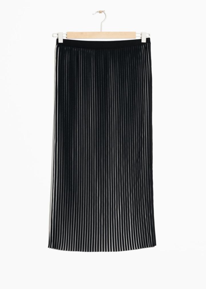 Other Stories Striped Pleats Skirt - Black
