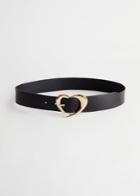 Other Stories Heart Buckle Leather Belt - Black
