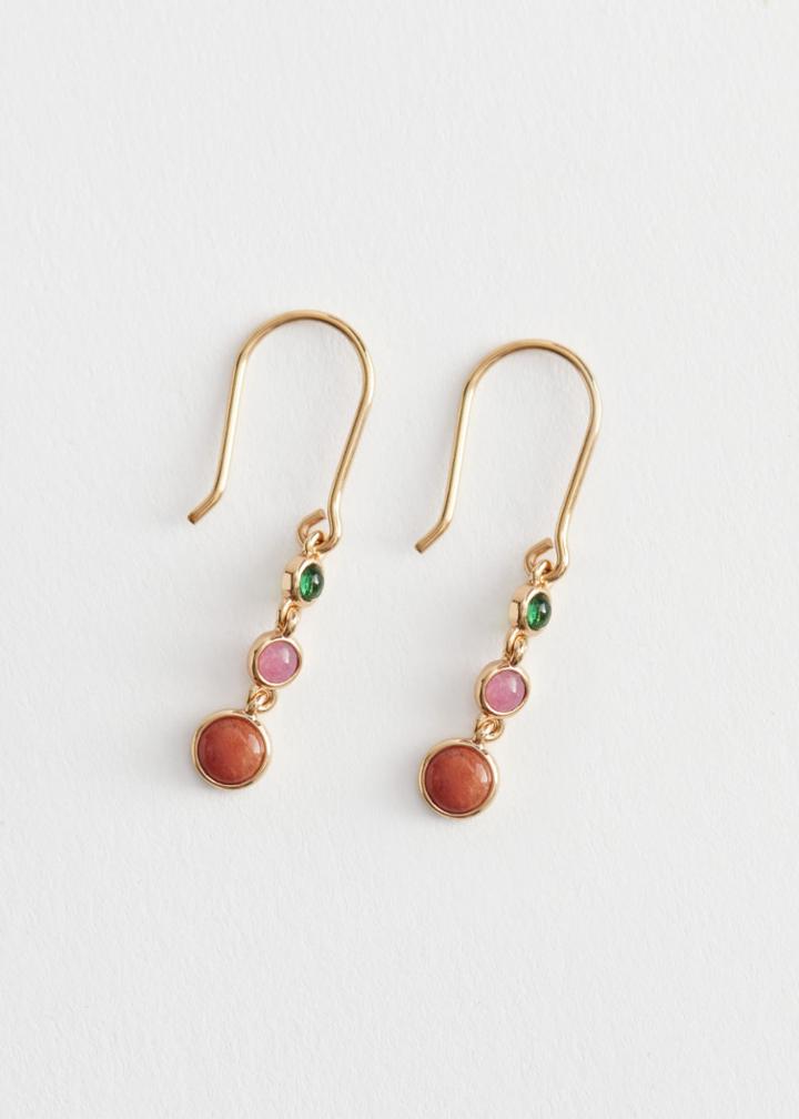 Other Stories Gemstone Sleeper Earrings - Orange