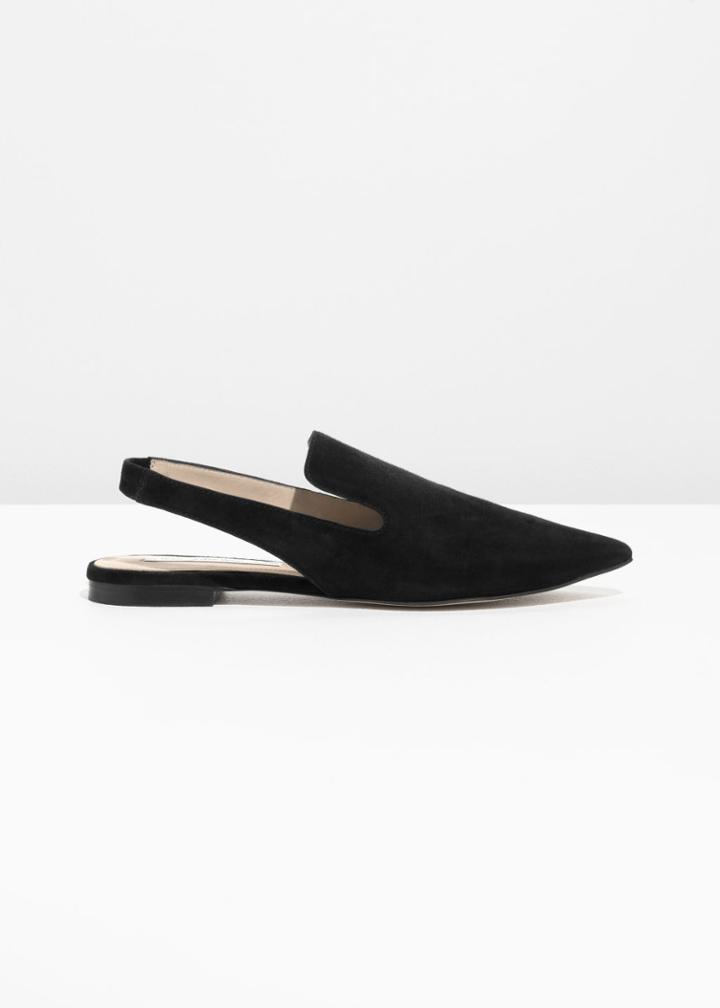 Other Stories Pointed Slingback Smoking Flats - Black
