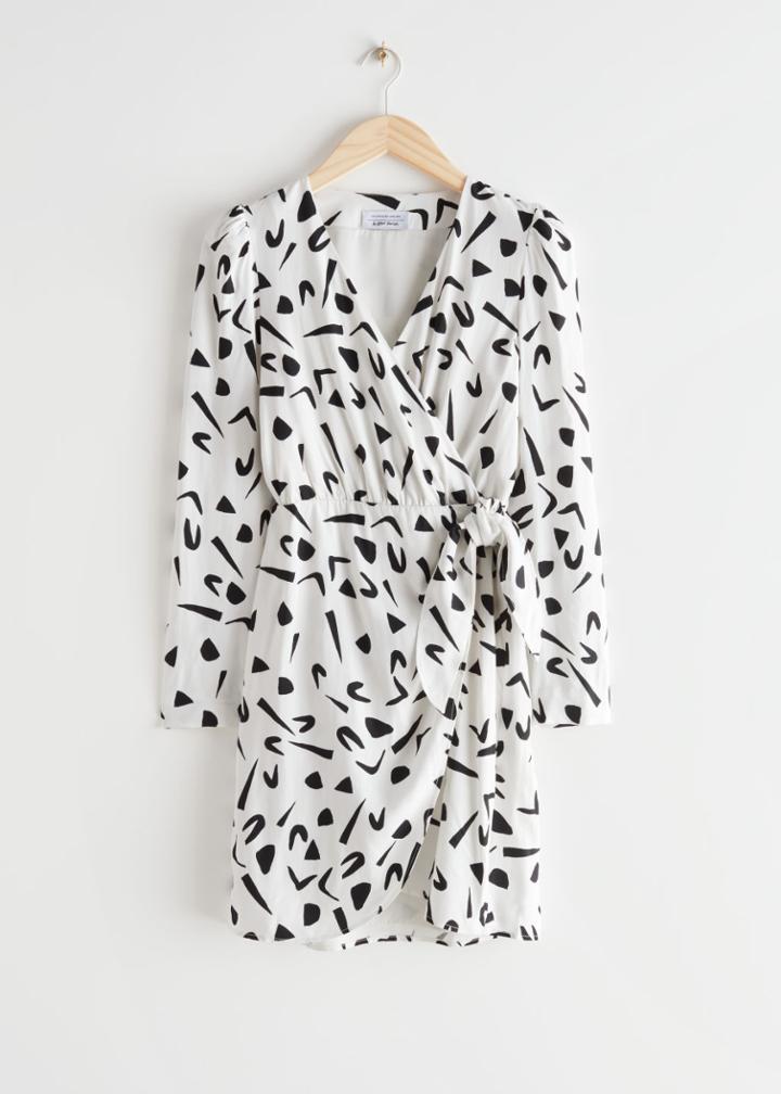 Other Stories Printed Wrap Mini Dress - White