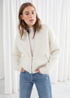 Other Stories Wool Blend Knit Bomber - Beige
