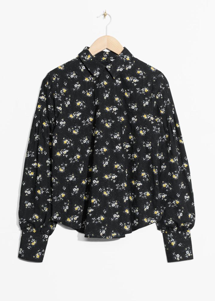 Other Stories Puff Sleeve Cotton Shirt - Black