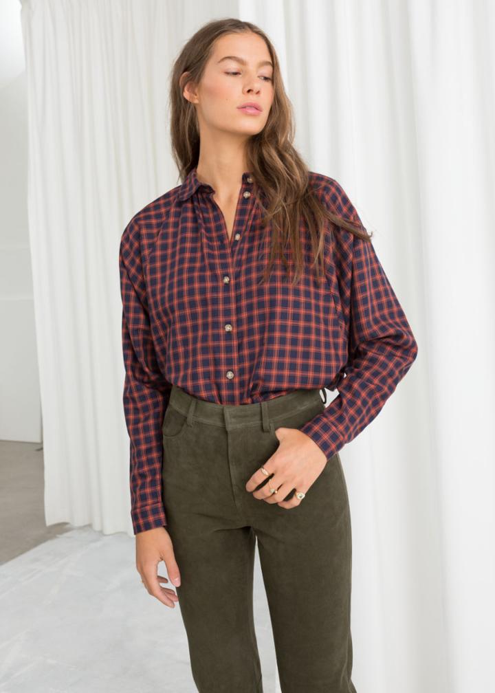 Other Stories Oversized Plaid Shirt - Blue