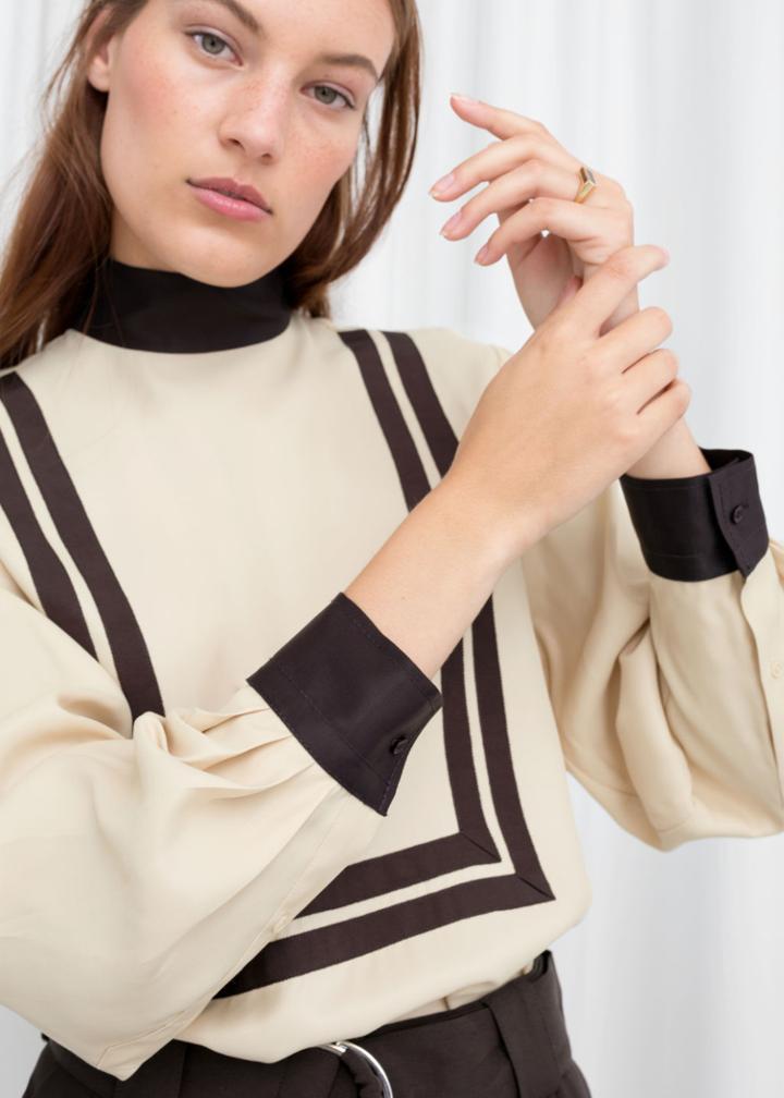Other Stories Satin Polo Shirt - Beige