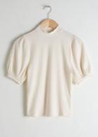 Other Stories High Neck Puff Sleeve Top - White