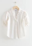 Other Stories Frilled Embroidery Blouse - White