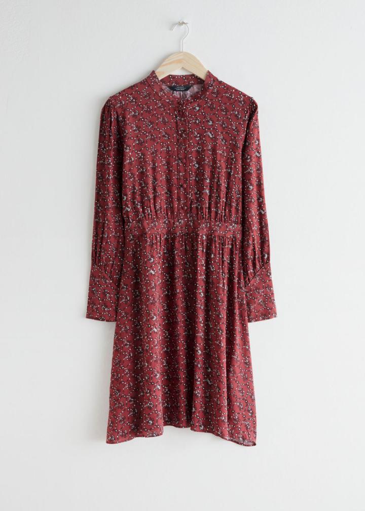 Other Stories Button Down Printed Dress - Red