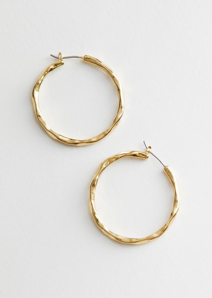 Other Stories Hammered Hoop Earrings - Gold