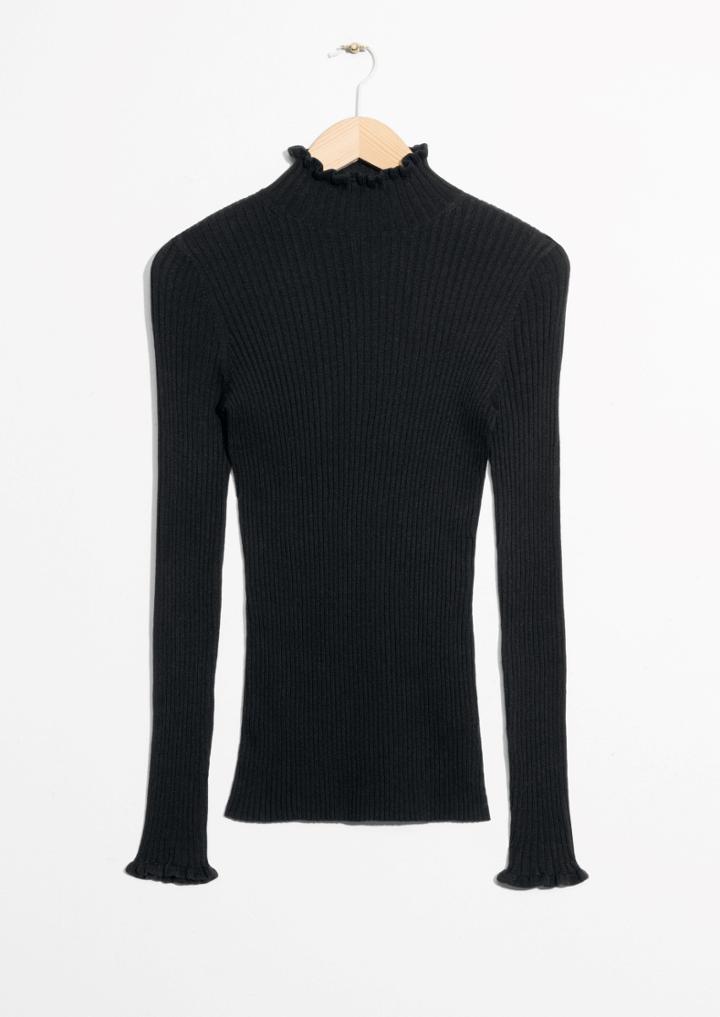 Other Stories Ruffles And Ribbed Turtleneck