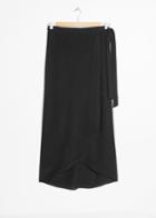 Other Stories Curved Hem Midi Wrap Skirt - Black