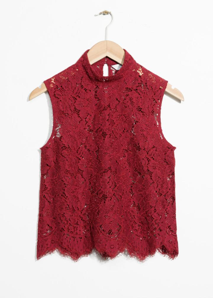 Other Stories Lace Top - Red