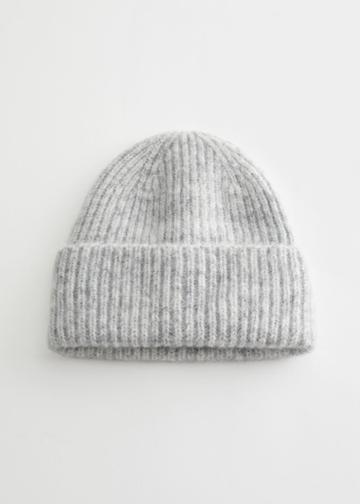 Other Stories Ribbed Mohair Blend Beanie - Grey