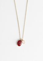 Other Stories Duo Stone Charm Necklace - Orange