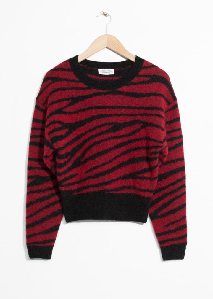 Other Stories Zebra Jacquard Sweater - Red