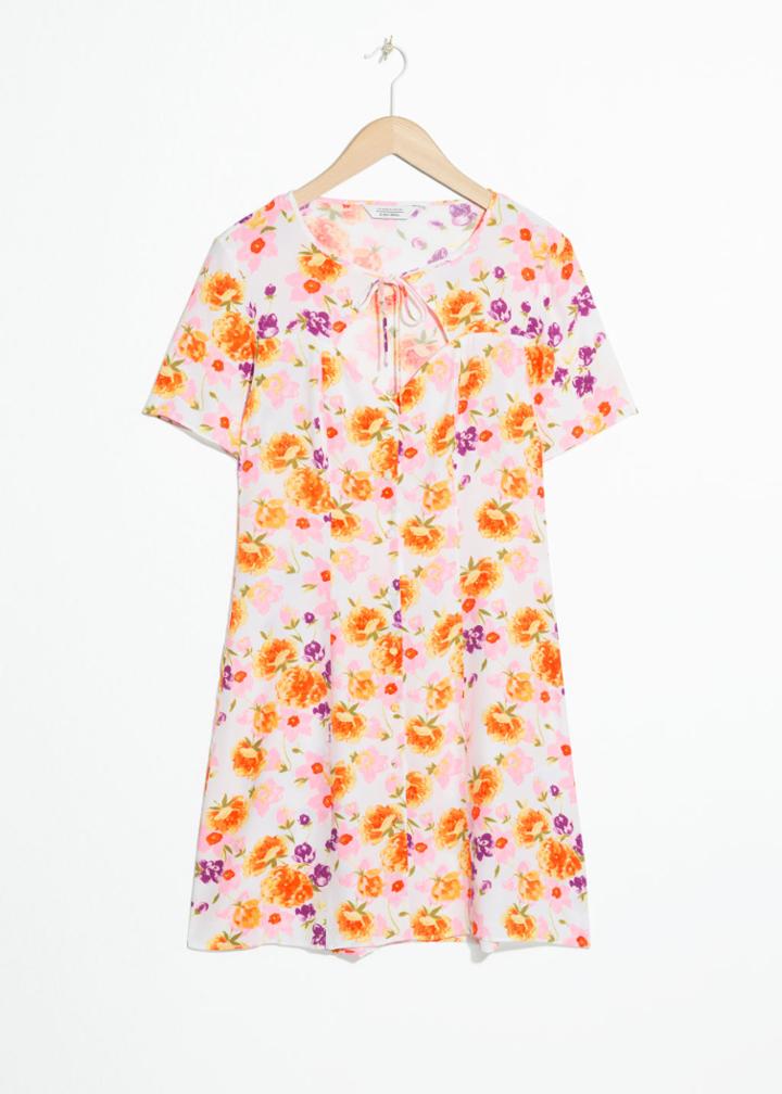 Other Stories Cutout Floral Mini Dress - White
