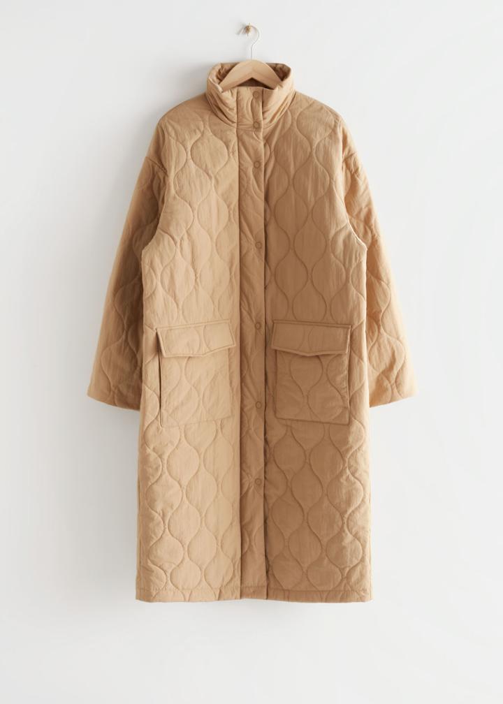 Other Stories Oversized Quilted Coat - Beige