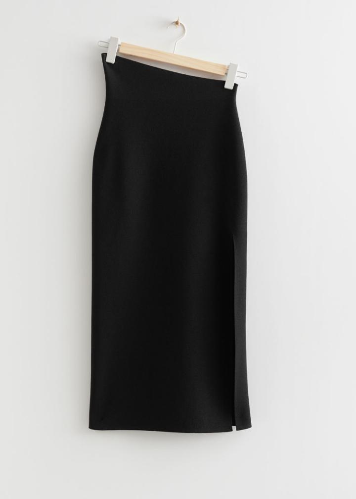 Other Stories Fitted Asymmetric Midi Skirt - Black