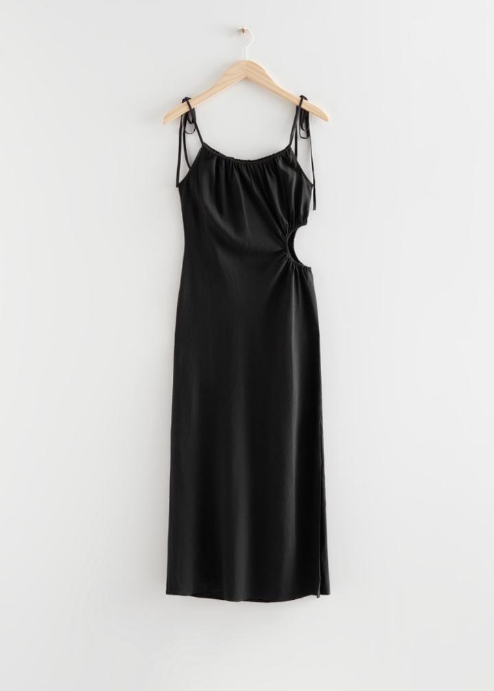 Other Stories Strappy Cut-out Midi Dress - Black