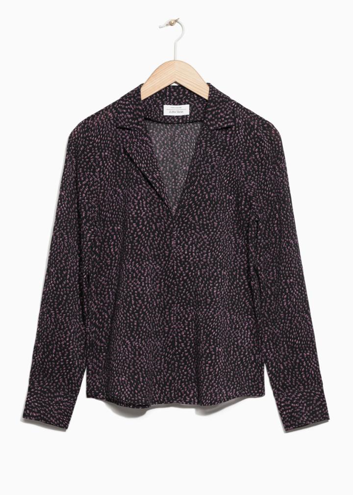Other Stories Printed Loungwear Blouse - Black