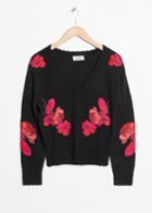 Other Stories Knit Embroidery Sweater - Black