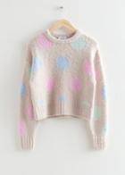 Other Stories Polka Dot Jacquard Knit Sweater - Beige