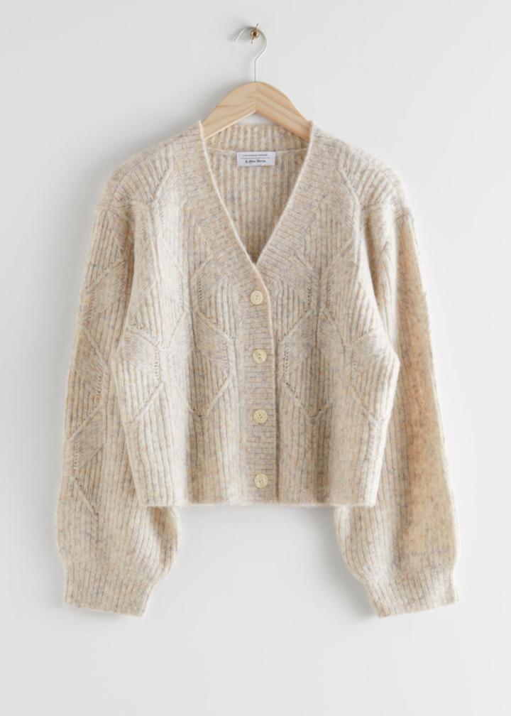 Other Stories Oversized Cable Knit Cardigan - White