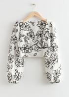 Other Stories Cropped Floral Embroidery Top - White