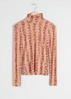 Other Stories Long Sleeve Squiggle Print Turtleneck - White
