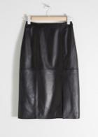 Other Stories Midi Leather Pencil Skirt - Black