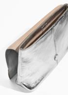 Other Stories Flap Leather Clutch - Silver