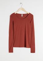 Other Stories Scoop Neck Long Sleeve Shirt - Red