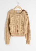 Other Stories Cotton Cable Knit Sweater - Beige