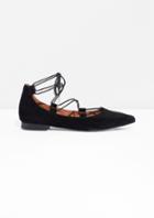 Other Stories Pointy Suede Lace-up Flats