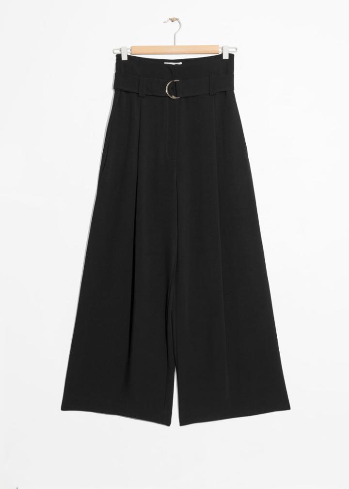 Other Stories Belted Wide Trousers - Black