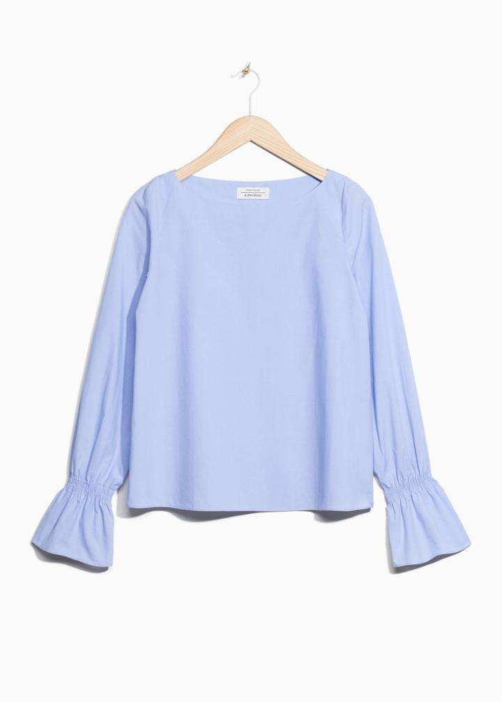Other Stories Trumpet Sleeve Top - Blue