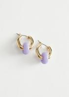 Other Stories Glass Charm Mini Hoop Earrings - Purple