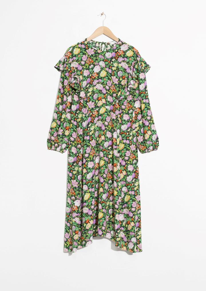 Other Stories Shoulder Frills Midi Dress
