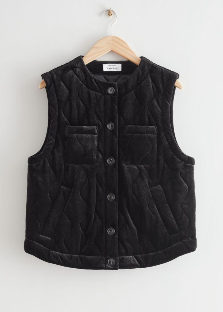 Other Stories Quilted Vest - Black